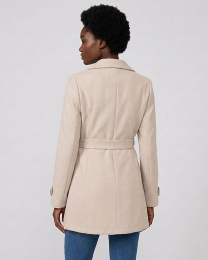 Charlotte tailored single-breasted coat in champagne, back view