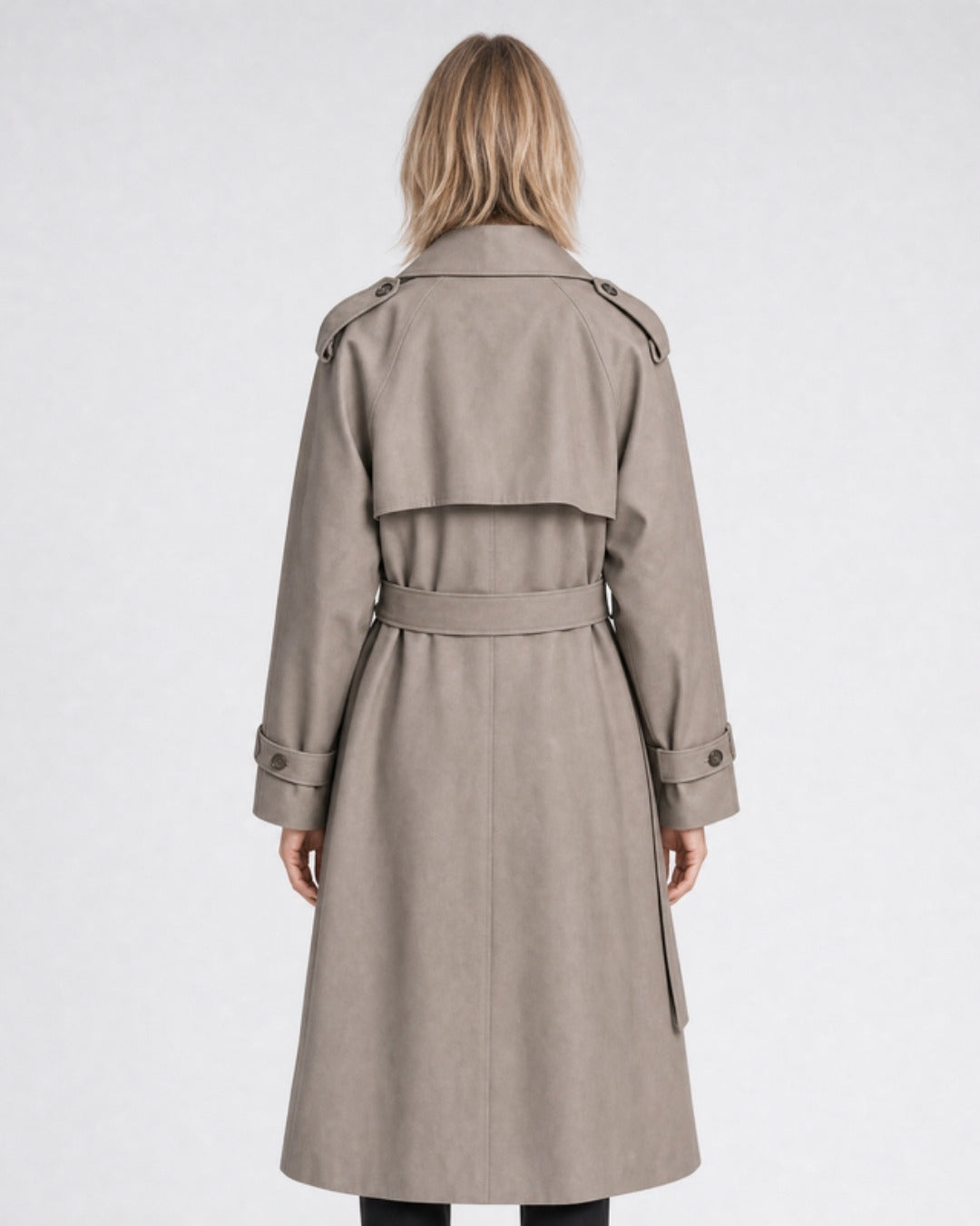 Margot long water-repellent double-breasted trench coat, model photo