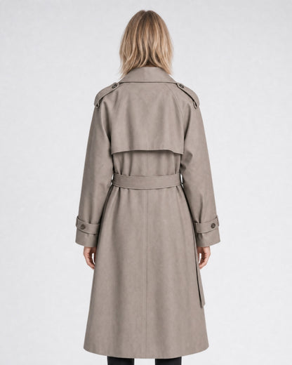 Margot long water-repellent double-breasted trench coat, model photo