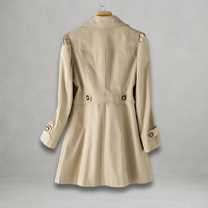 Clara mid-length single-breasted trench coat, model photo